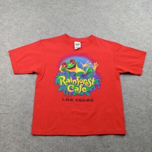 Rainforest Cafe Shirt Youth 6-7 Red Las Vegas Frog Graphic Souvenir Tee Kids Vtg